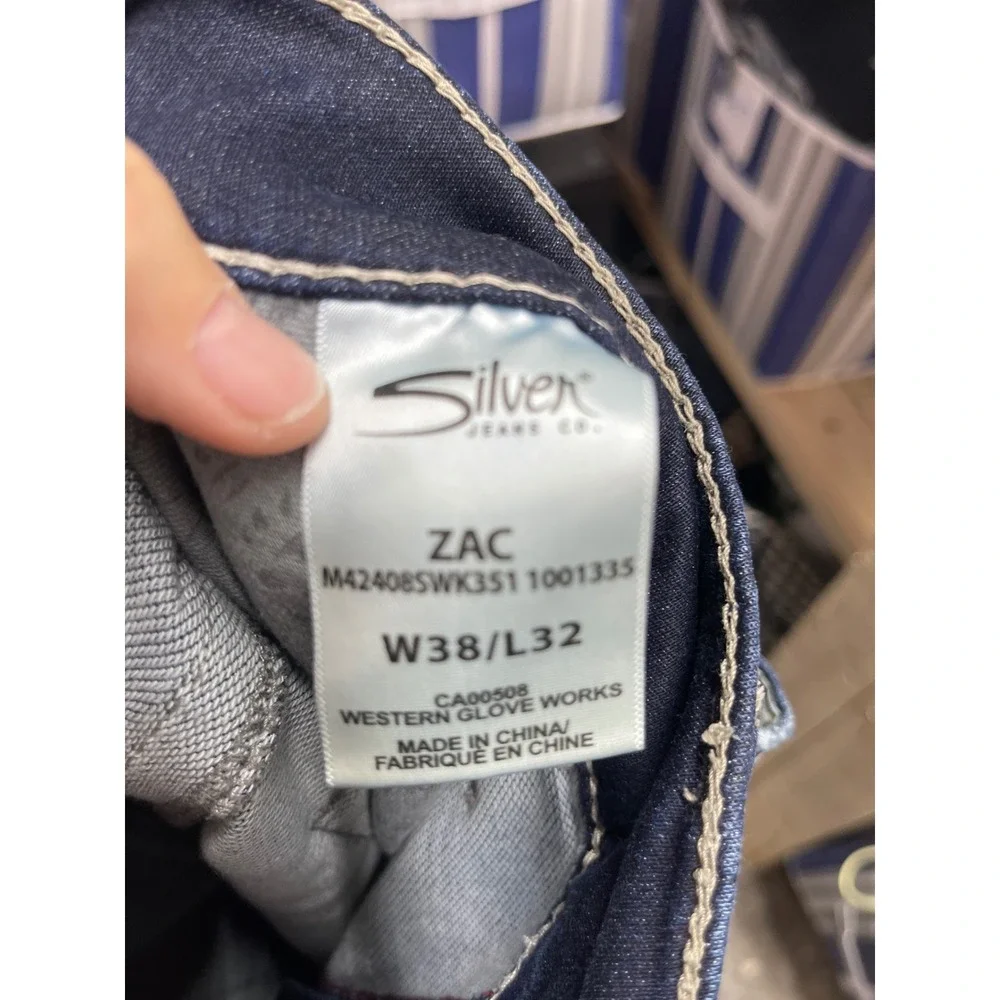 Silver Jeans Co Zac Relaxed Straight Joga Jeans Mens 38x32 Dark Wash